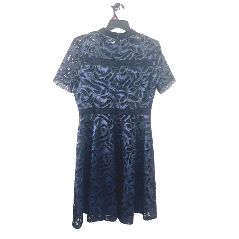 Antonio Melani Liva Black & Blue Lace Embroidered Fit & Flare Dress - Size 12 - Picture 2 of 16